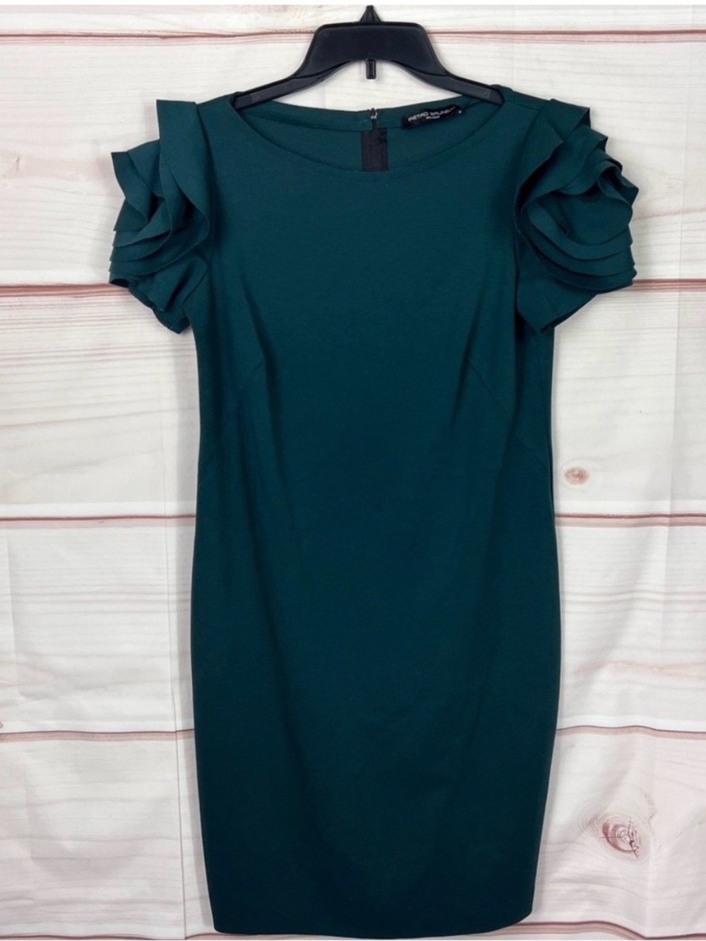 Pietro Brunelli Teal Ruffle Sleeve Maternity Midi Dress